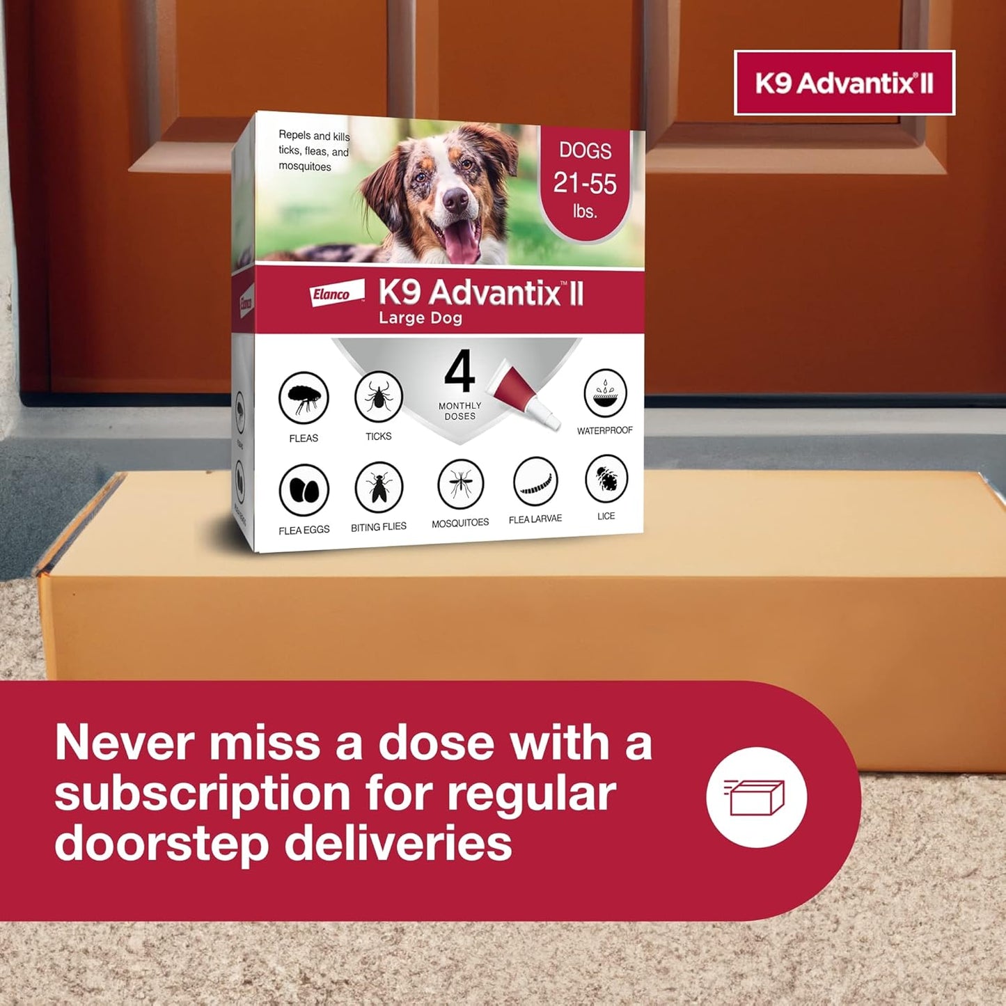 II Large Dog Vet-Recommended Flea, Tick & Mosquito Treatment & Prevention | Dogs 21 - 55 Lbs. | 4-Mo Supply