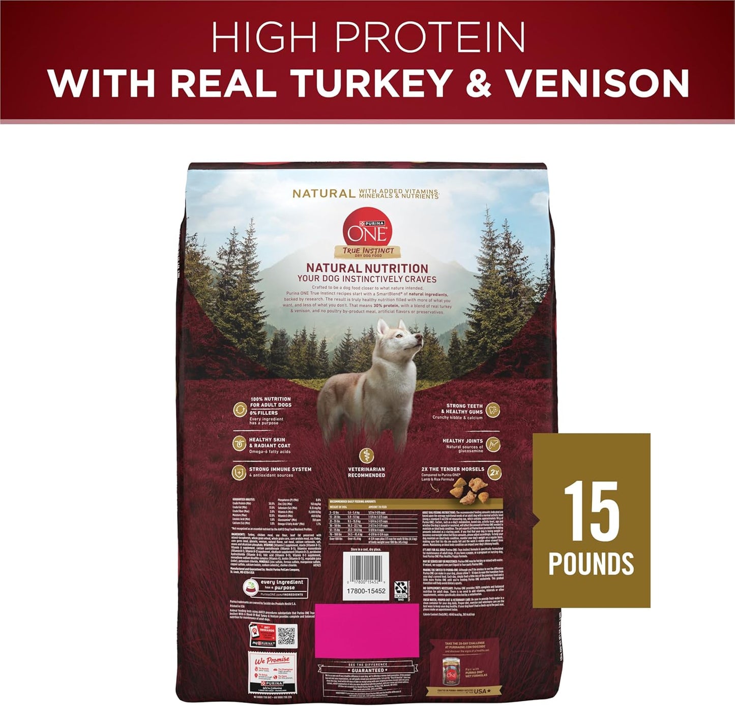 True Instinct with a Blend of Real Turkey and Venison Dry Dog Food - 15 Lb. Bag