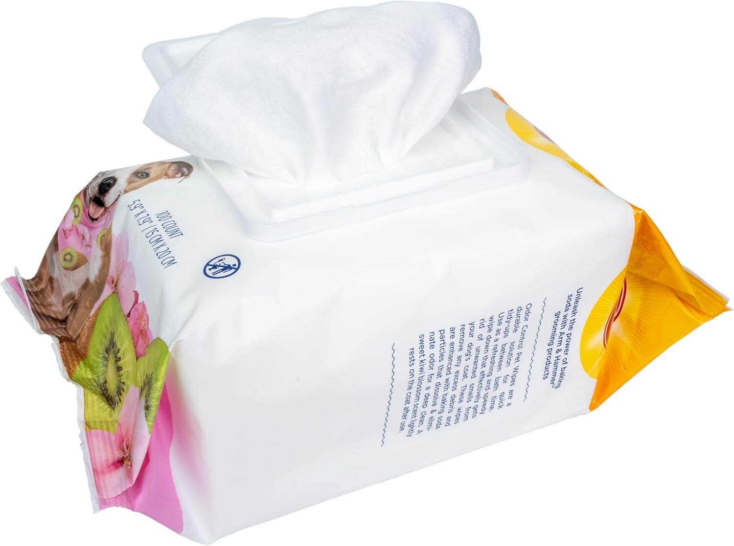 for Pets Odor Control Wipes for Dogs, Best Odor Eliminating Waterless Cleaning for Dogs & Puppies | Kiwi Blossom Scent, 100 Count