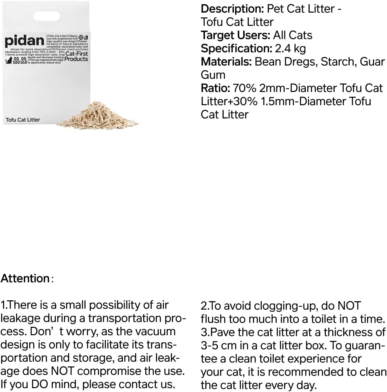 Tofu Cat Litter Clumping,Flushable,Ultra Absorbent and Fast Drying, 100% Natural Ingredients Litter,Solubility in Water,Really Dust-Free,Less Scattering (5.3Lb×2Bags)