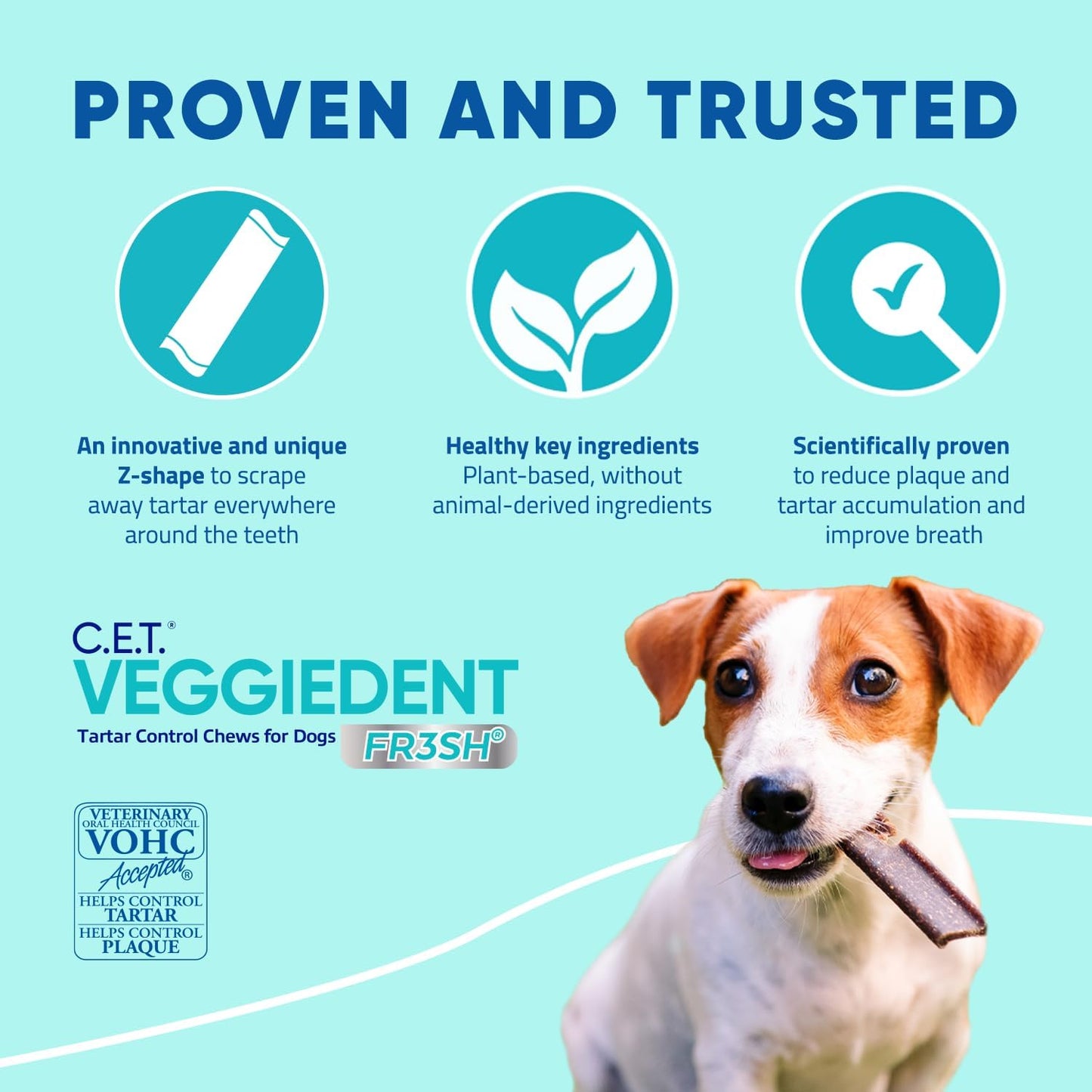 CET VEGGIEDENT FR3SH Tartar Control Chews for Dogs - Small