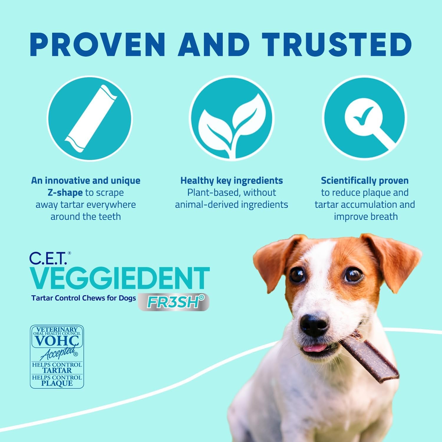 CET VEGGIEDENT FR3SH Tartar Control Chews for Dogs - Small