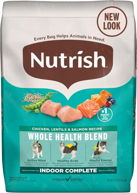 Indoor Complete Premium Natural Dry Cat Food, Chicken with Lentils & Salmon Recipe, 14 Pounds (Packaging May Vary)