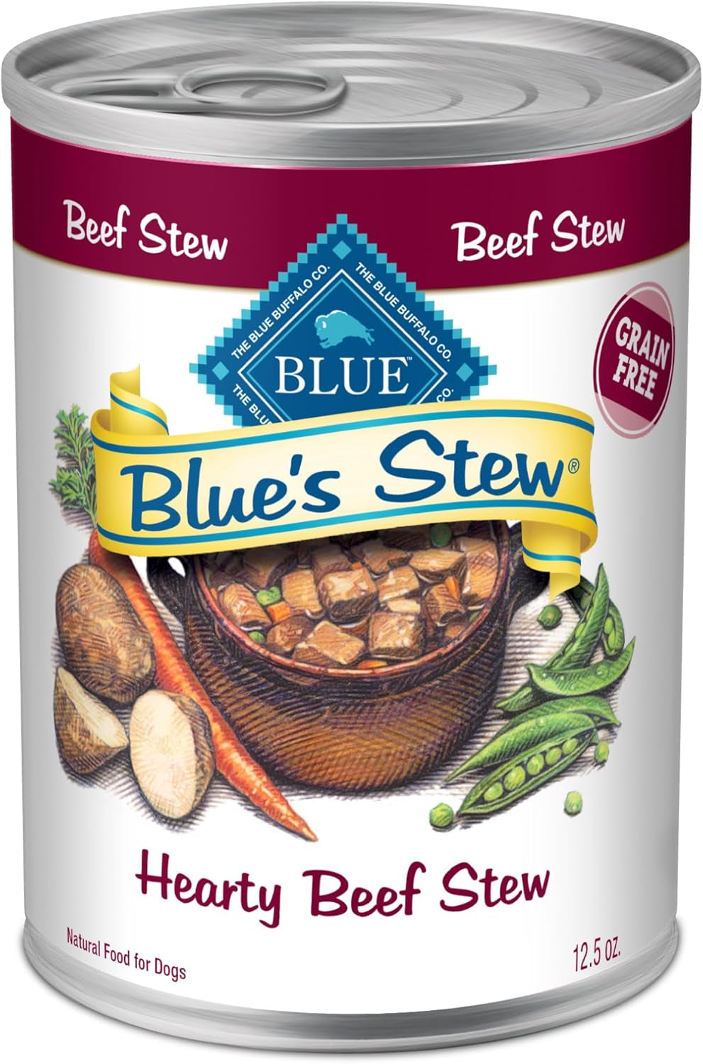 Blue'S Stew Grain-Free Wet Dog Food, Made with Natural Ingredients, Hearty Beef Stew, 12.5-Oz. Cans (12 Count)