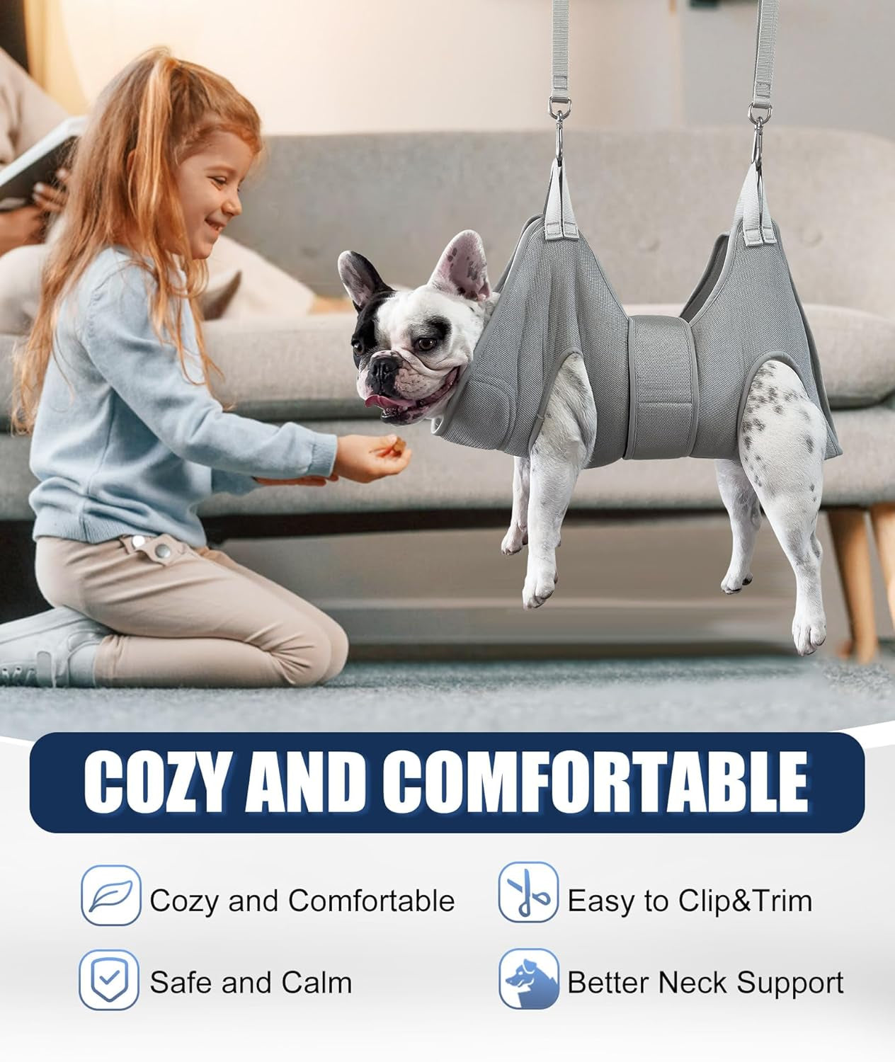 Dog Grooming Hammock,Xx-Large Hammock for Nail Trim, Hanging Harness for Nail Trimming,Dog Sling Restraint Holder for Pet Grooming Suspension Hanger with Thick Fabric Neck Support