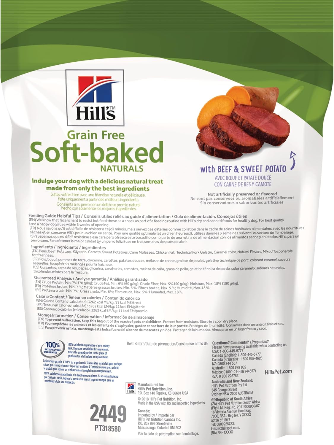 Grain Free Soft Baked Naturals, All Life Stages, Great Taste, Dog Treats, Beef & Sweet Potato, 8 Oz Bag