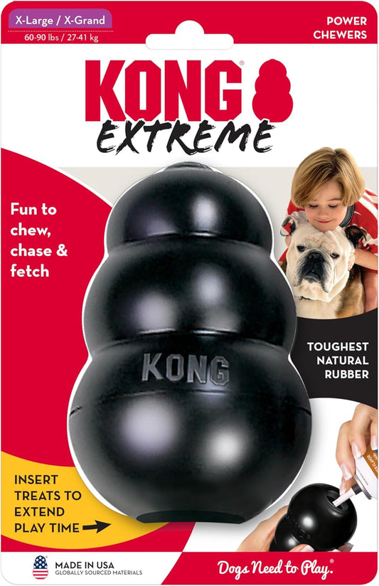 Extreme Dog Toy - Fetch & Chew Toy - Treat-Filling Capabilities & Erratic Bounce for Extended Play Time Most Durable Natural Rubber Material - for Power Chewers - for X-Large Dogs