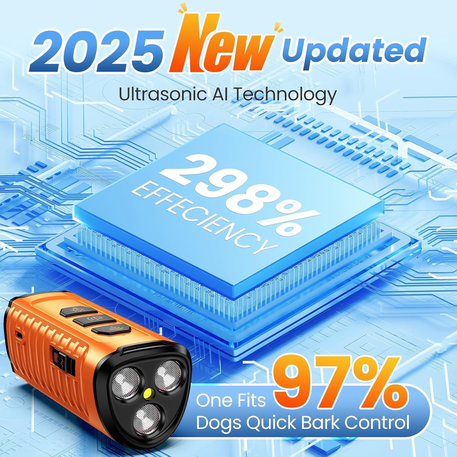 Dog Bark Deterrent Device 3X anti Barking Device for Dogs, 5 Modes Stop Neighbors Dog Barks No More Safe for All Dogs 50FT Bark Control Indoor Outdoor with Flashlight,Dog Training Device