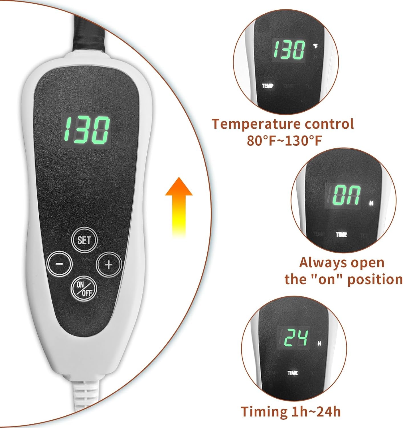 Large Dog Heating Pad 34X21In with Smart Thermostat Switch and Power Line Protection Tube,Obtained MET and UL Dual Certification,Waterproof Pet Heating Pad, Suitable for Dogs of All Ages