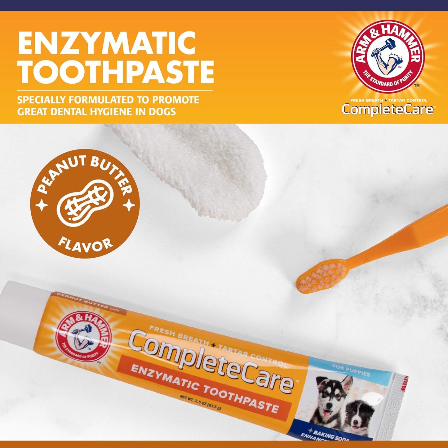 Complete Care Puppy Dental Kit - Includes Small Dog Toothbrush, Peanut Butter Flavor 2.5 Oz Toothpaste for Puppies, Microfiber Finger Brush, Ideal for Fresh Breath