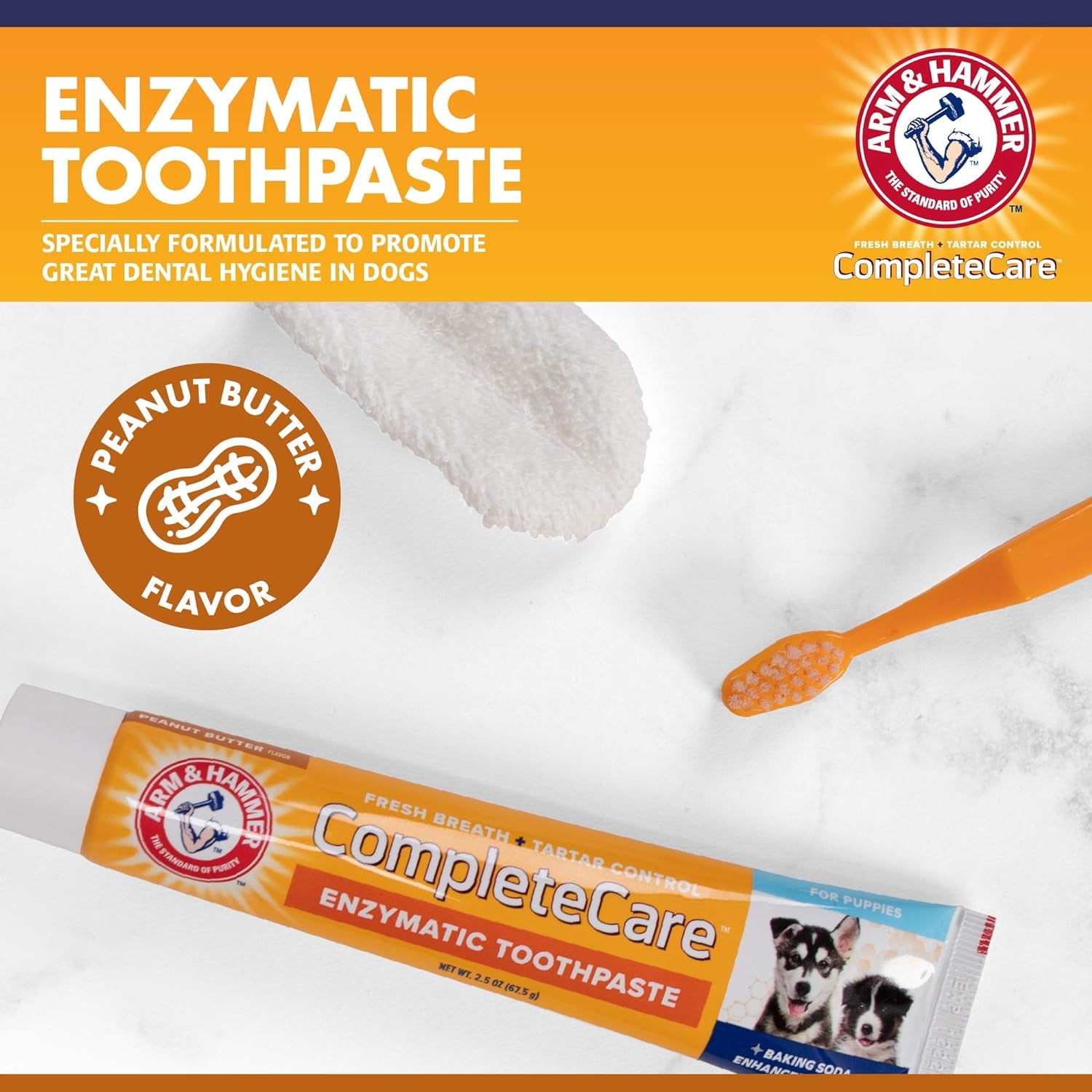 Complete Care Puppy Dental Kit - Includes Small Dog Toothbrush, Peanut Butter Flavor 2.5 Oz Toothpaste for Puppies, Microfiber Finger Brush, Ideal for Fresh Breath