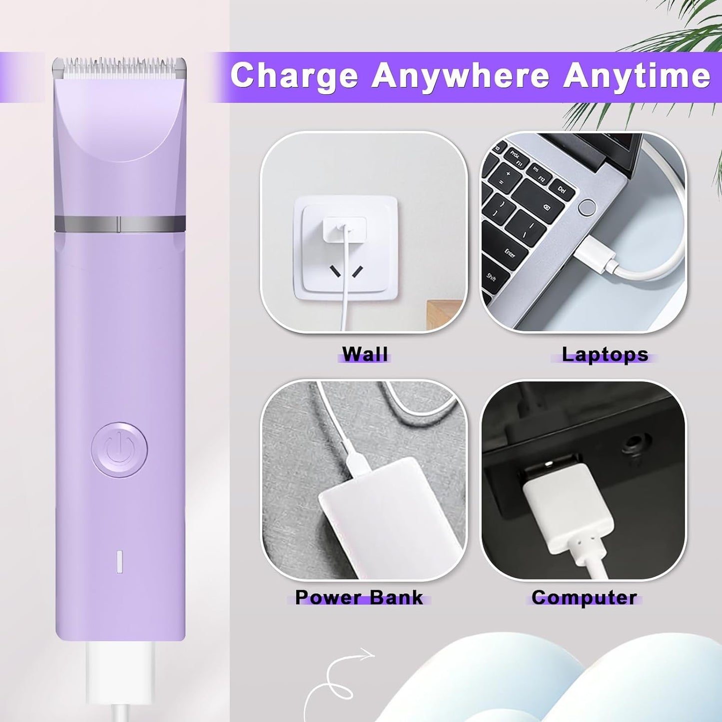 Dog Grooming Clippers Kit-Electric Rechargeable Cat Trimmer Tools-Cordless Quiet Pet Nail Paw Grinder-4 in 1 Multifunctional Low Noise Shaver-Razor for Feet Face Ears Toenail Eye