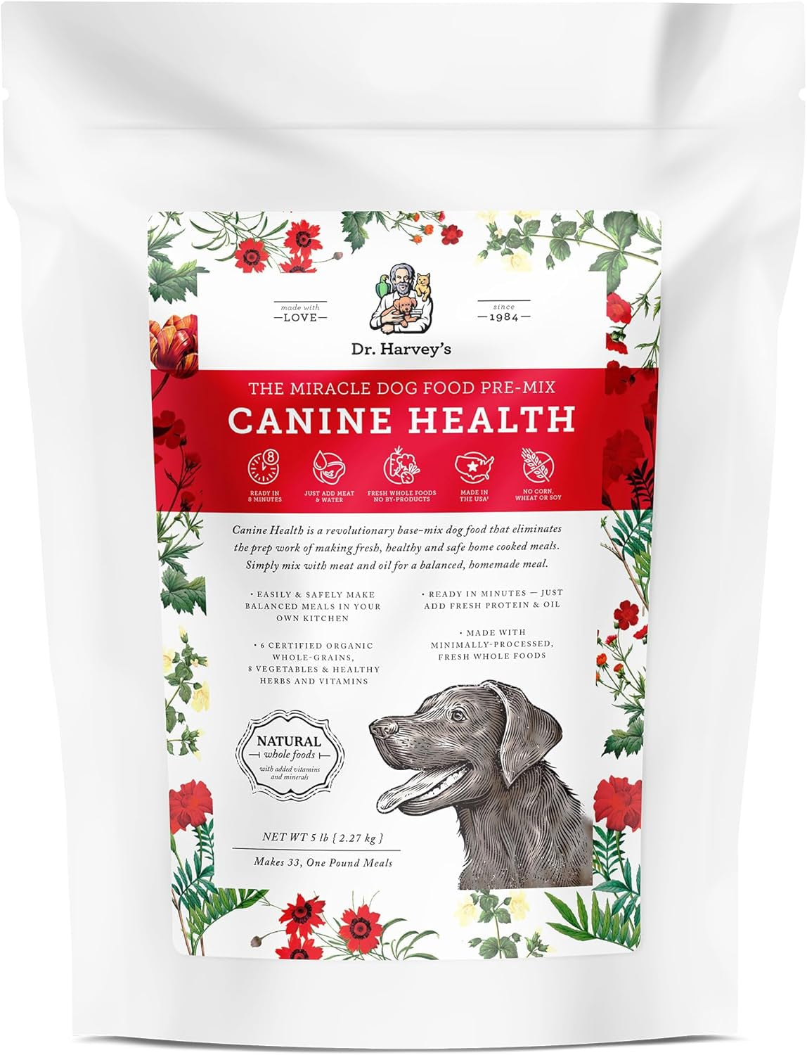 Canine Health Miracle Dog Food, Human Grade Dehydrated Base Mix for Dogs with 9 Vegetables and 6 Organic Whole Grains (5 Pounds)