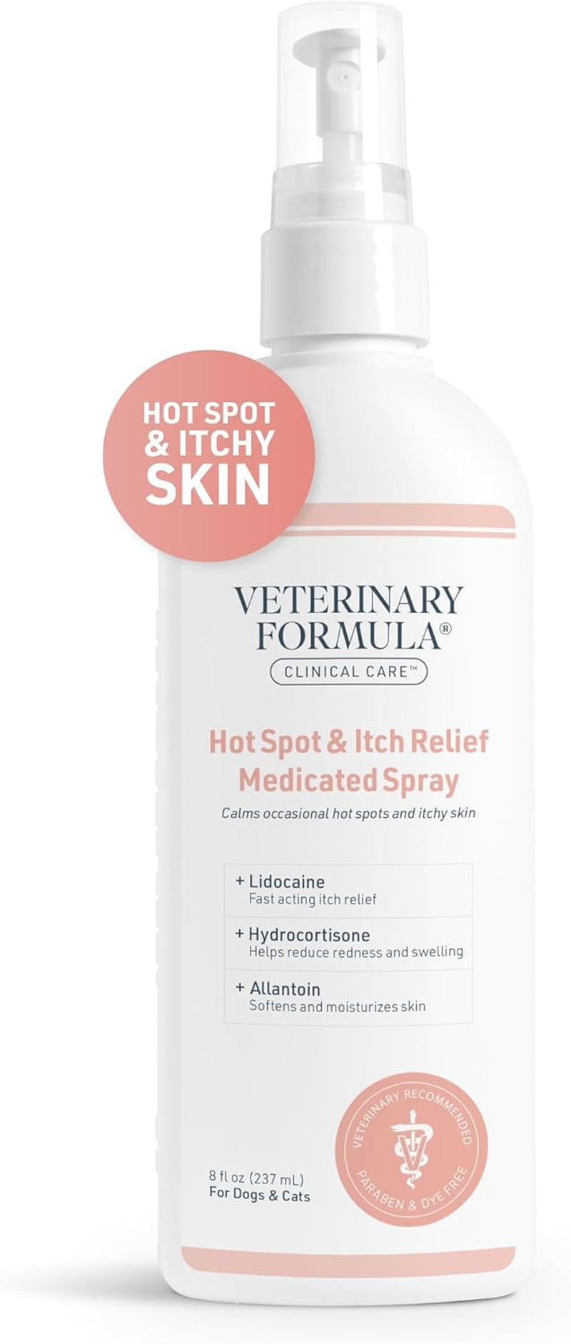 Clinical Care Hot Spot & Itch Relief Medicated Spray, 8Oz – Easy to Use Spray for Dogs & Cats – Helps Alleviate Sensitive Skin, Scratching, and Licking of Coat (1 Pack)