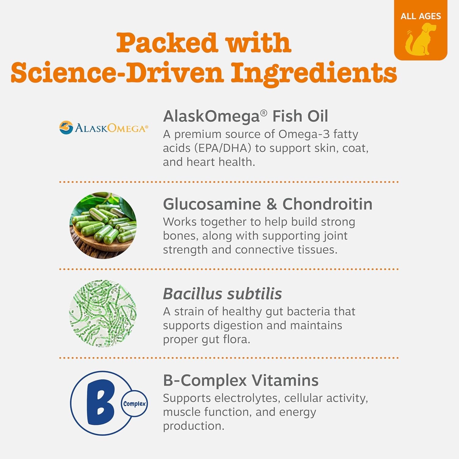 Dog Multivitamin, Chewable Dog Vitamins and Supplements for Hip & Joints, Skin & Coat, Omega 3 Fish Oil for Dogs- Senior & Puppy Multivitamin- Chicken- 90Ct