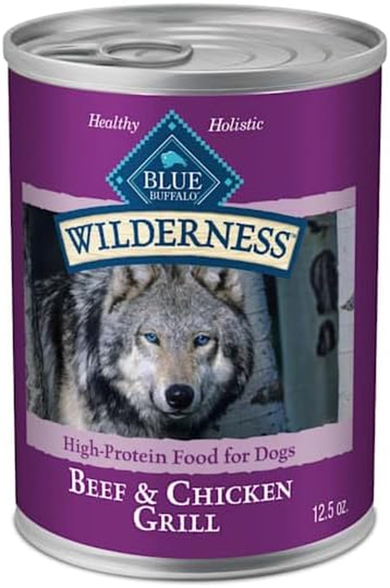 Wilderness Adult Wet Dog Food, High-Protein & Grain-Free, Made with Natural Ingredients, Beef & Chicken Grill, 12.5-Oz. Cans, 12 Count