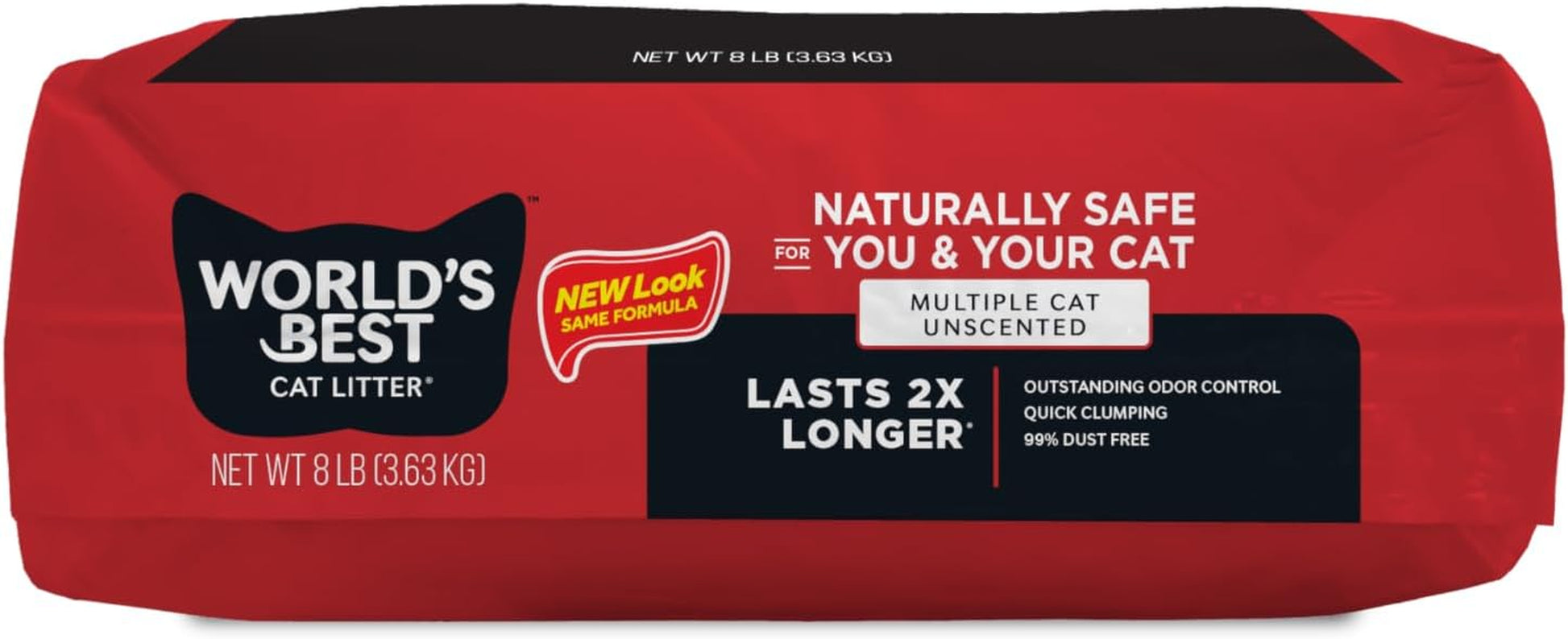 Multiple Cat Unscented, 8-Pounds - Natural Ingredients, Quick Clumping, Flushable, 99% Dust Free & Made in USA - Long-Lasting Odor Control & Easy Scooping