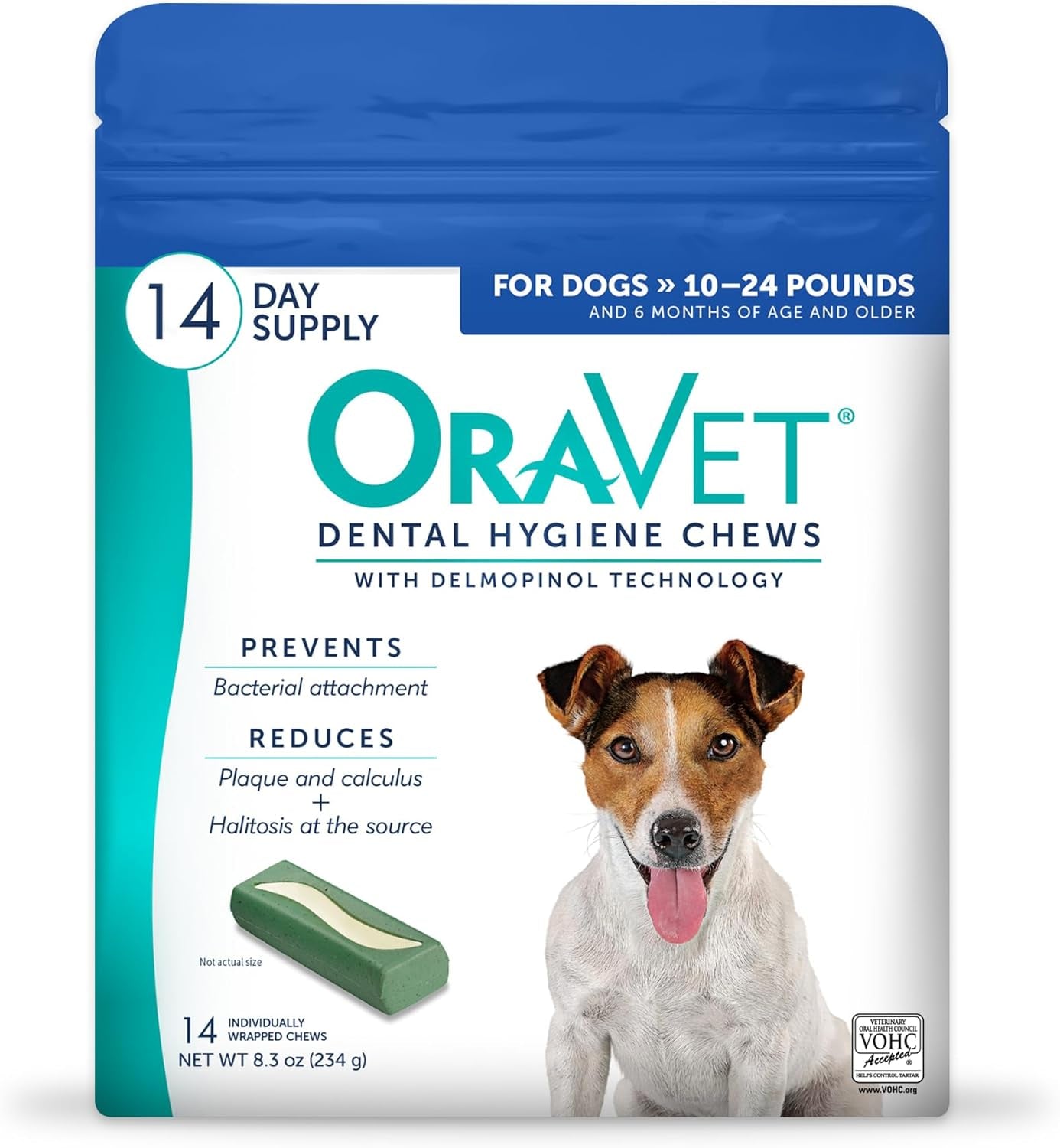 Dental Hygiene Chews for Small Dogs, Oral Care with Delmopinol, Vanilla Flavor, 14 Count