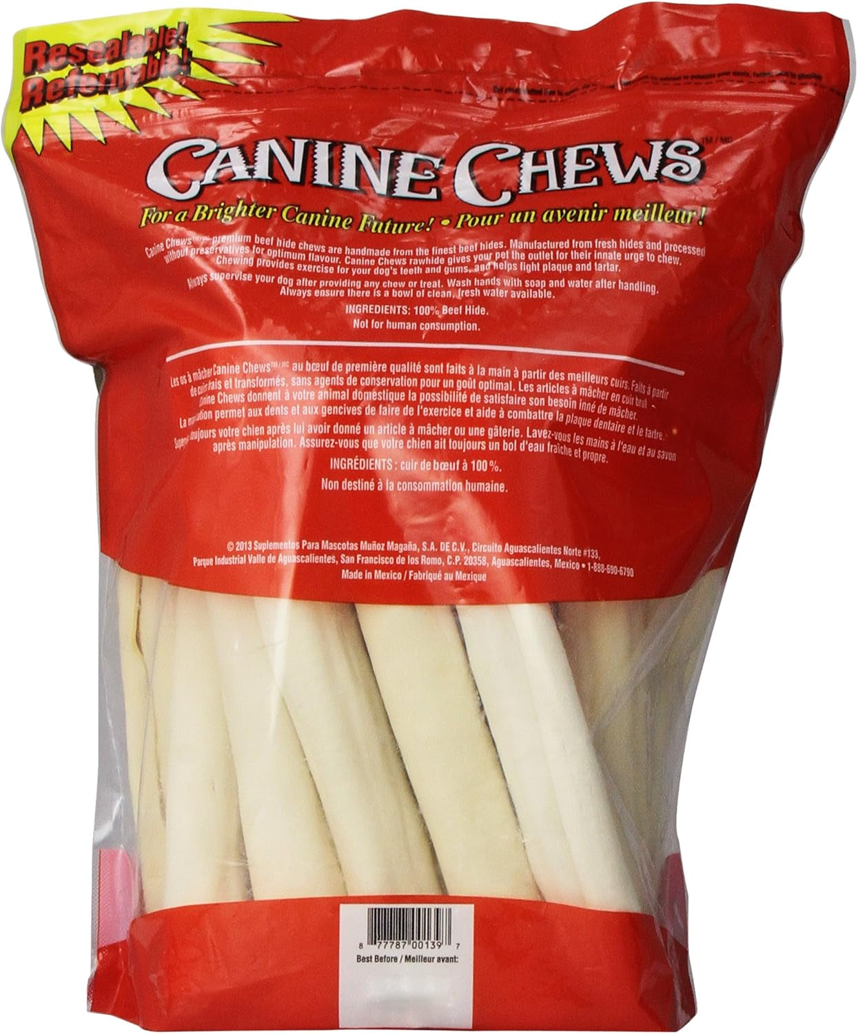 10-11" Rawhide Bones for Large Dogs, Durable USA Beefhide Dog Rawhide Chews, Retriever Rolls 20 Pack (5 Lbs)