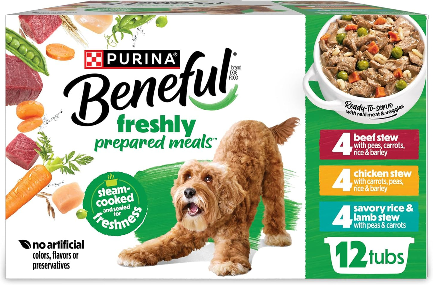 Purina  Gravy Wet Dog Food Variety Pack, Prepared Meals Stew - (12) 10 Oz. Tubs