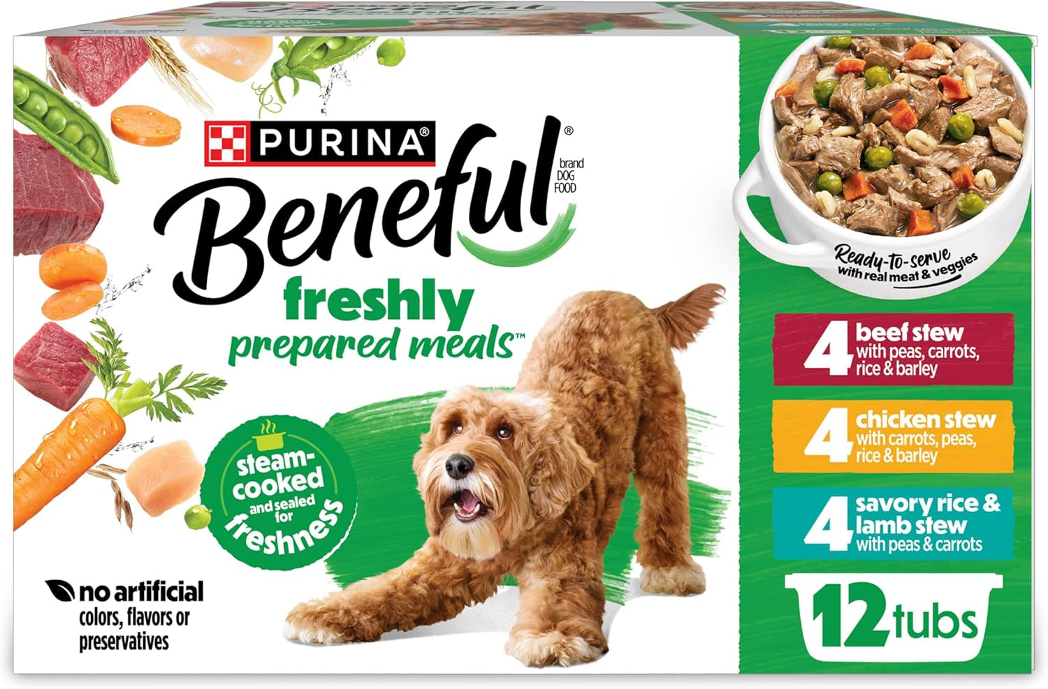 Purina  Gravy Wet Dog Food Variety Pack, Prepared Meals Stew - (12) 10 Oz. Tubs