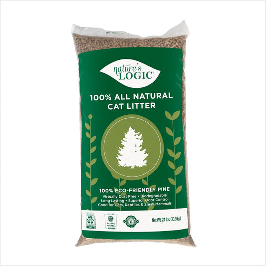 100% Natural Pine Pellet Cat Litter - 100% Ponderosa Pine, Dust-Free, Unscented, Biodegradable - Safe for Cats, Kittens, Reptiles & Small Pets - Highly Absorbent - 24 Lb Bag