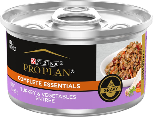 Gravy, High Protein Wet Cat Food, COMPLETE ESSENTIALS Turkey & Vegetable Entree - (Pack of 24) 3 Oz. Pull-Top Cans