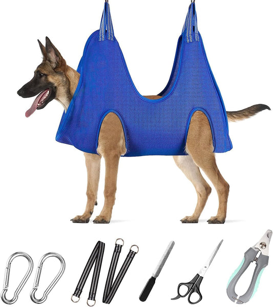 Pet Grooming Hammock with Nail Clippers/Nail Trimmers/Grooming Scissors, Dog Grooming Harness for Nail Trimming, Pet Grooming Sling Helper