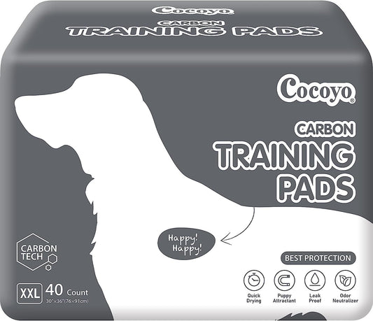 Dog Training Pads Extra Large Size丨Carbon Absorb Eliminating Urine Odor Puppy Pads 丨 Premium Charcoal Dog Pee Pads (40 Count, XXL 30X36 Inch),Black