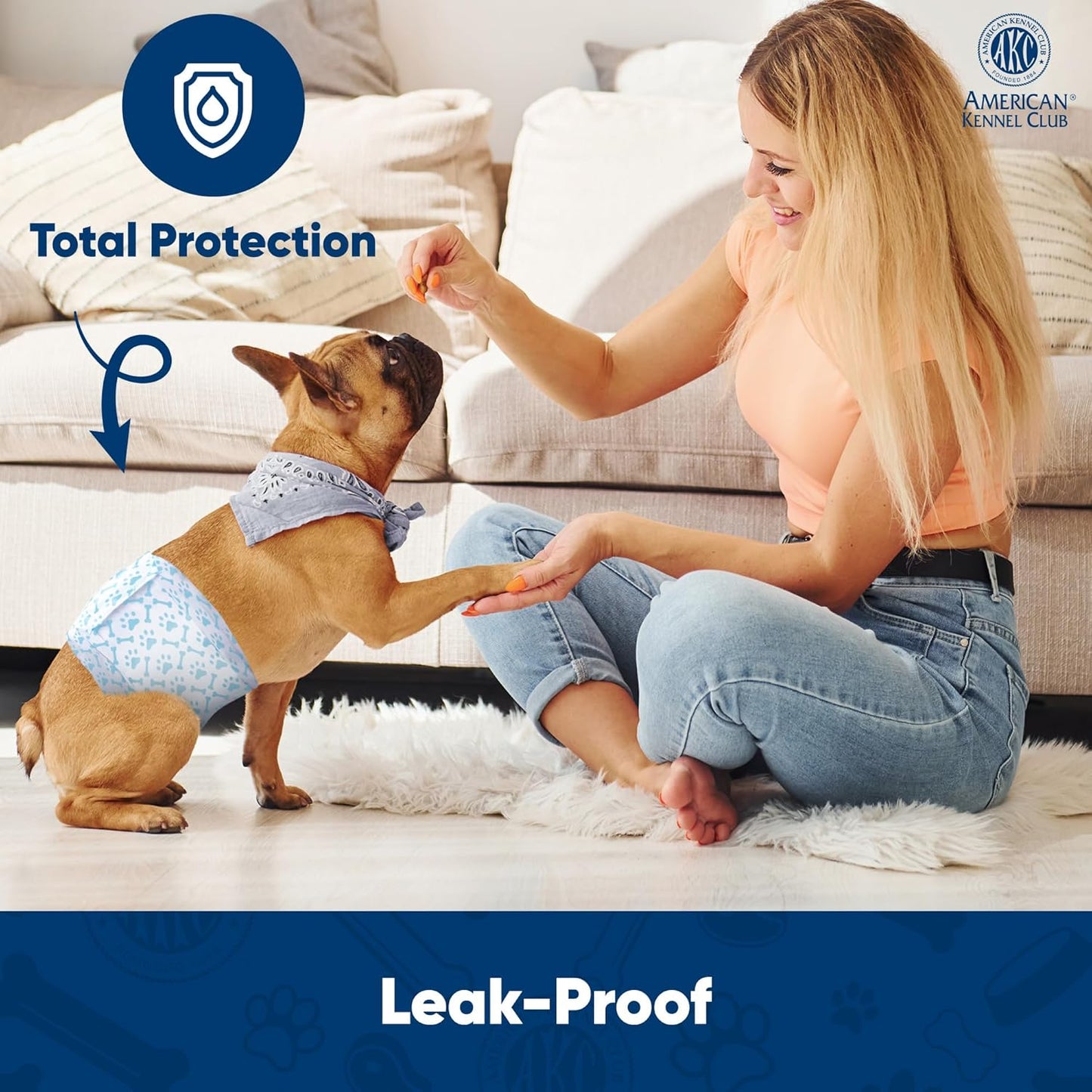 Male Dog Wrap, Disposable Diapers with Wetness Indicator, Medium, 50 Count