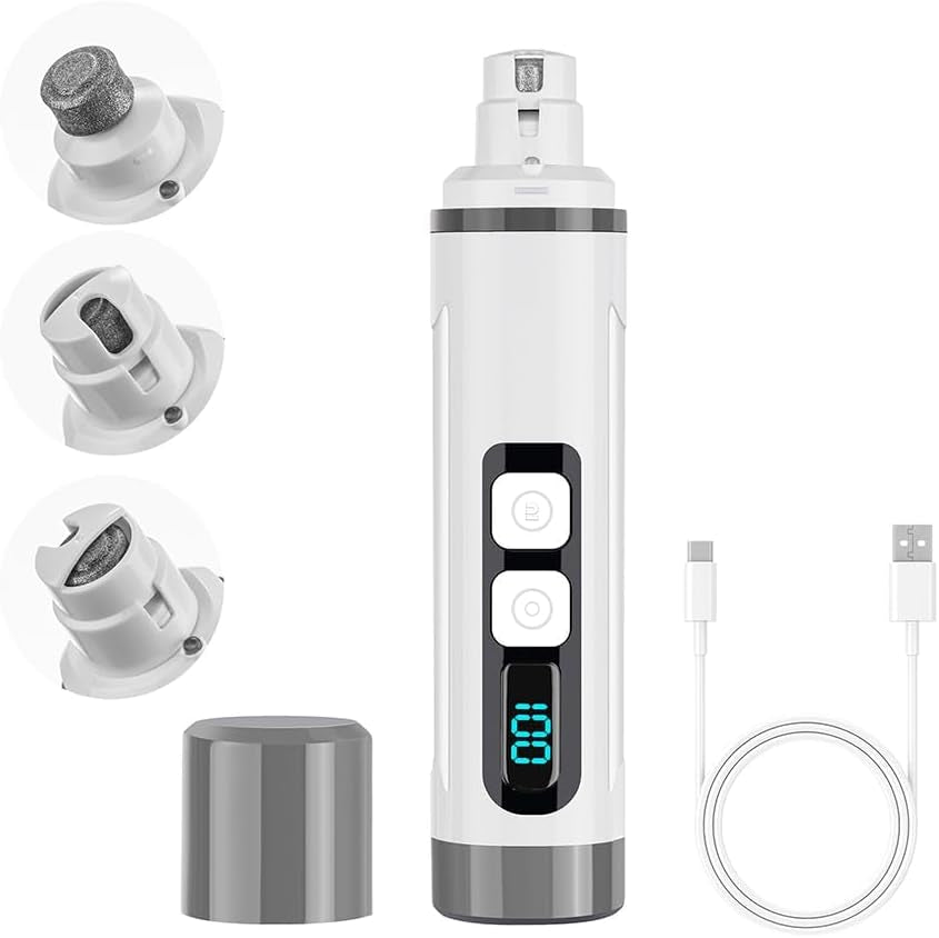 Dog Nail Grinder Quiet-2024 Release Ultra-Quiet Dog & Cat Nail Grinder with LED Light & Battery Display - Painless Nail Trimmer for Small to Large Pets, Thick Nails, and Sensitive Paws
