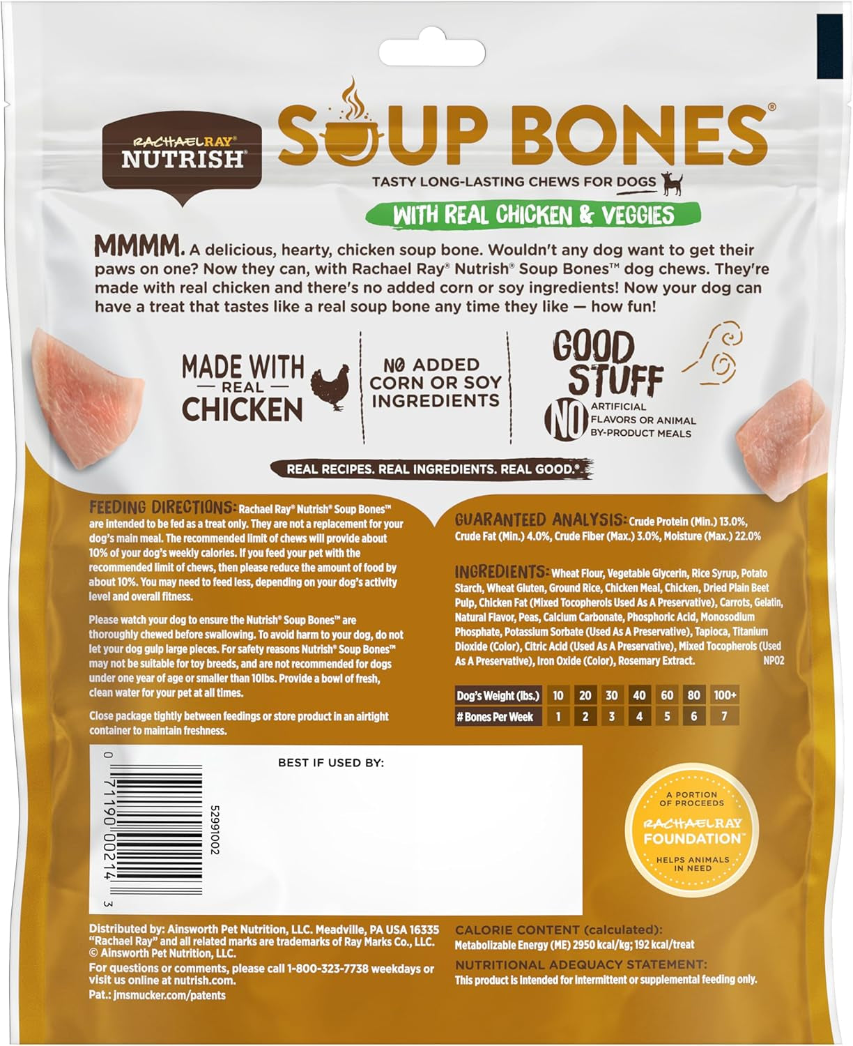 Rachael Ray  Soup Bones with Real Chicken & Veggies, 11 Dog Chews