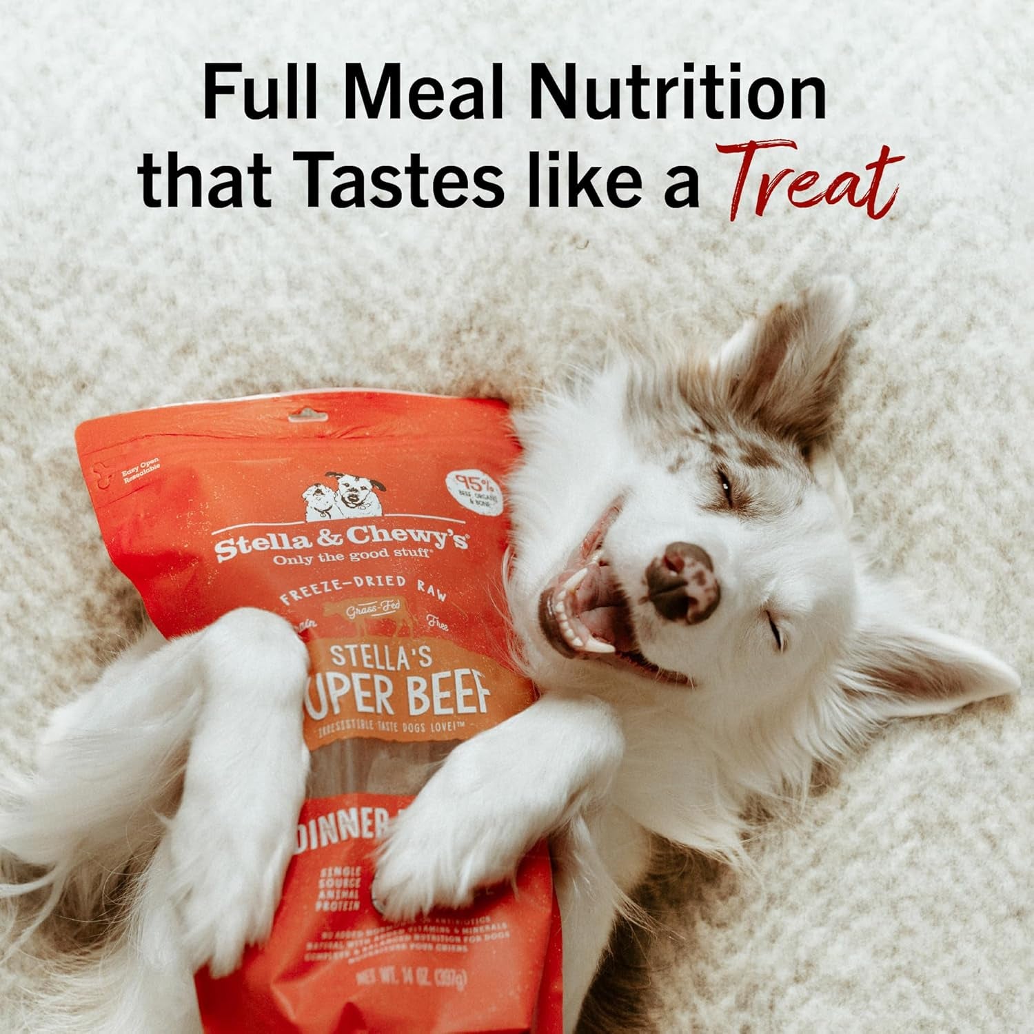 Freeze-Dried Raw Dinner Patties - Beef Recipe - High Protein Grain-Free Puppy & Dog Food - Perfect for Picky Eaters - 25 Oz
