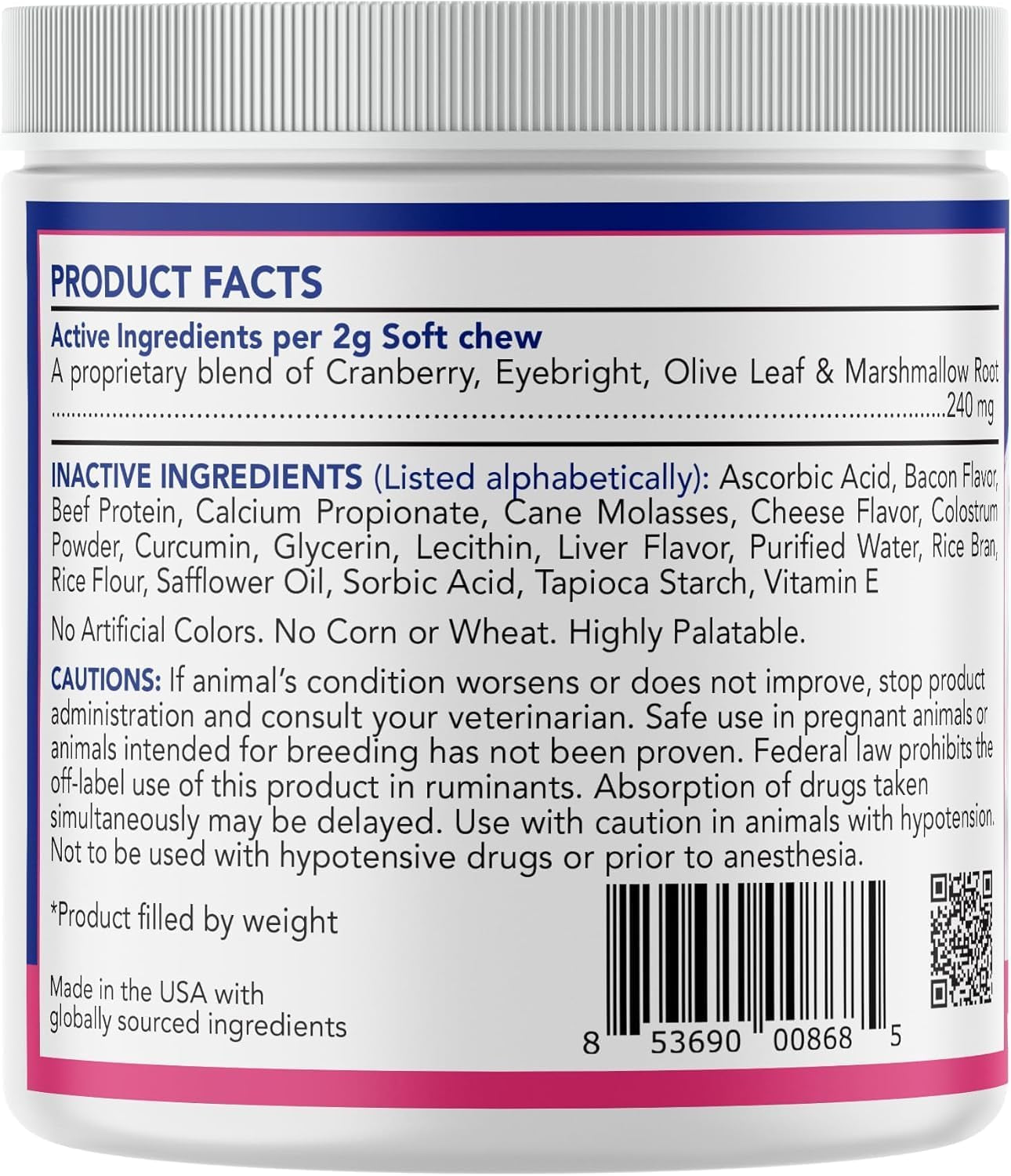 Natural Tear Stain Prevention Soft Chews for Dogs | Beef Flavor| for All Breeds | No Wheat No Corn | Daily Supplement | Proprietary Formula | 90Ct