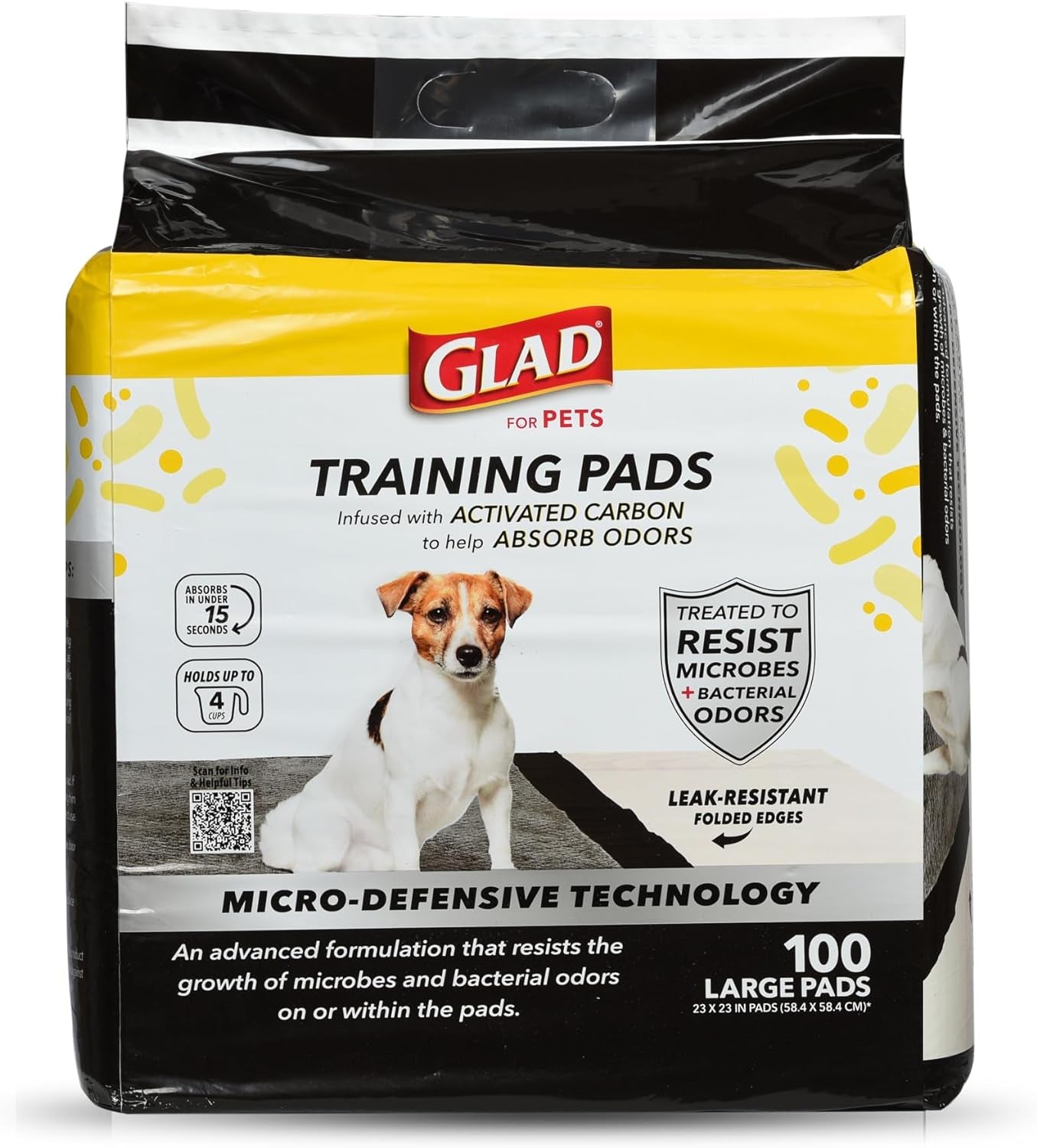 for Pets Activated Carbon Puppy Training Pads with Anti-Microbial Technology, 23"X23" 100Ct | Ultra Absorbent, Odor Control, Heavy Duty Puppy Potty Training Pads