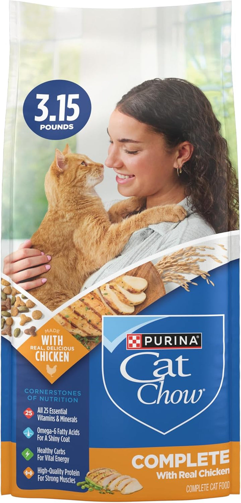 Complete High Protein Dry Cat Food with Real Chicken - (Pack of 4) 3.15 Lb. Bags