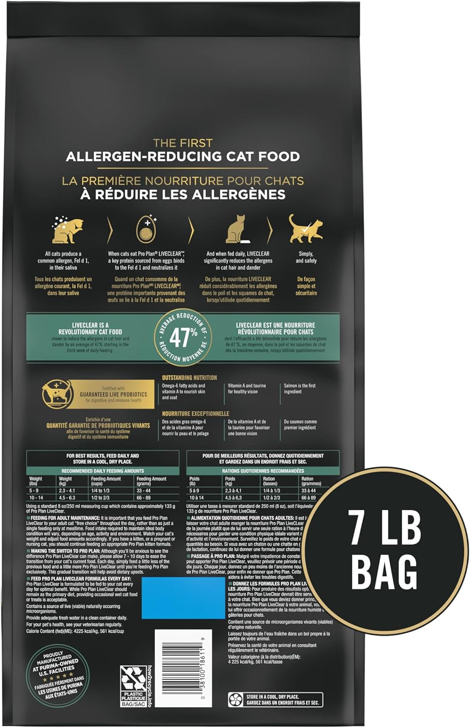 Allergen Reducing, High Protein Cat Food, LIVECLEAR Salmon and Rice Formula - 7 Lb. Bag