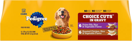 Choice Cuts in Gravy Adult Canned Soft Wet Dog Food, Prime Rib & Chicken, 13.2 Oz. Cans (12 Count, Pack of 1)
