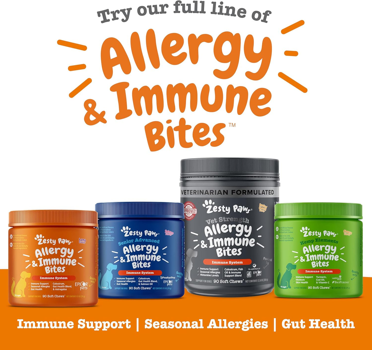 Dog Allergy Relief - anti Itch Supplement - Omega 3 Probiotics for Dogs - Digestive Health - Soft Chews for Skin & Seasonal Allergies - with Epicor Pets - Bison - 90Ct