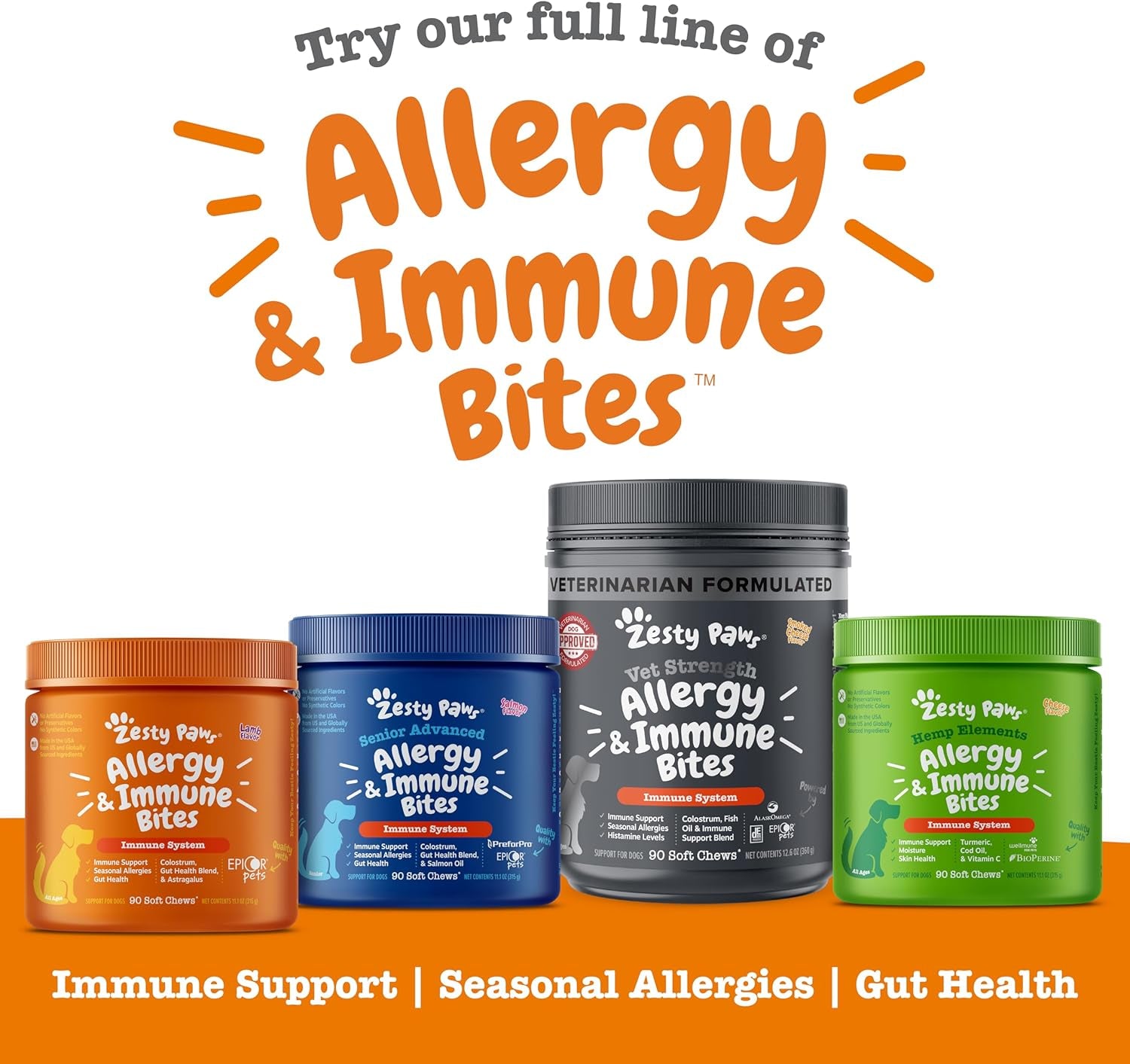 Dog Allergy Relief Chews, Dog Probiotics for Itchy Skin and Ears, Salmon, 90Ct