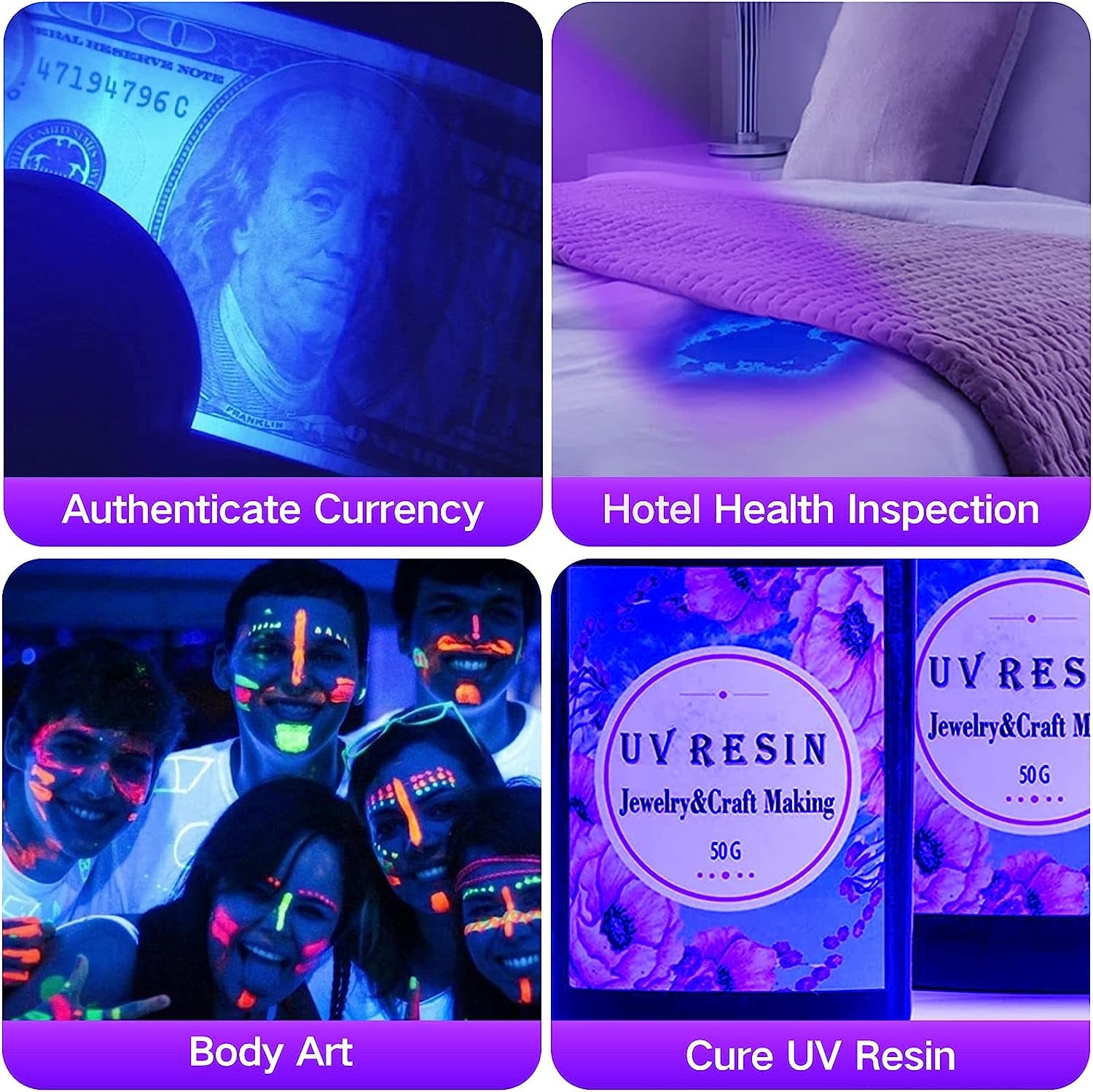 UV Flashlight Black Light, 51 LED Blacklight Pet Urine Detector for Dog/Cat Urine, Dry Stains, Bed Bug, Resin Curing, Scorpions Finder