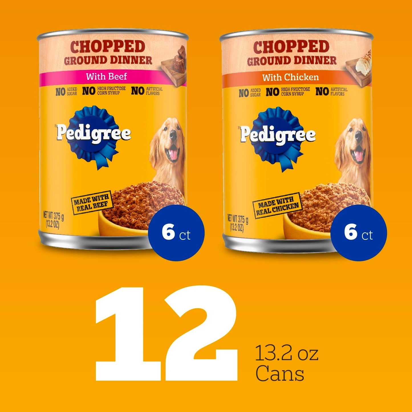 Chopped Ground Dinner Wet Dog Food Chicken & Beef Variety Pack, 13.2 Oz. Cans (12 Count, Pack of 1)
