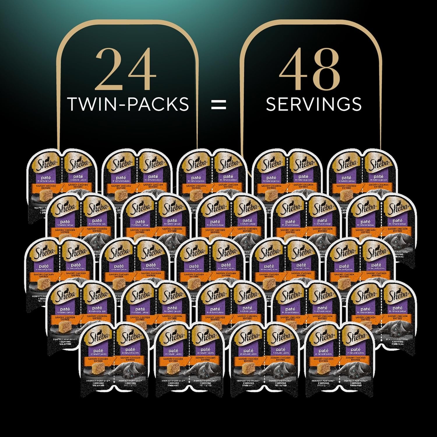 Perfect Portions Wet Cat Food Pate Savory Chicken Entree, 2.6 Oz. Twin-Pack Trays (24 Count, 48 Servings)