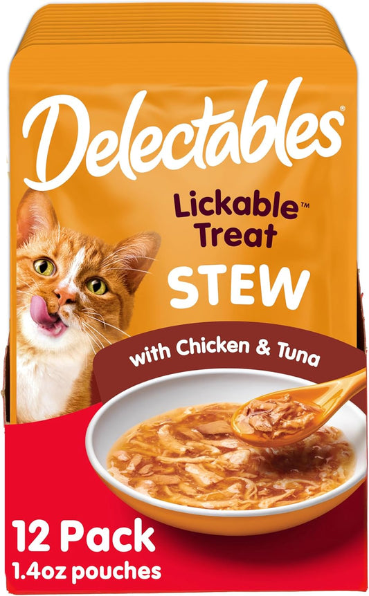 Delectables Stew Lickable Wet Cat Treats for Adult & Senior Cats, Chicken & Tuna, 1.4 Ounce (Pack of 12)