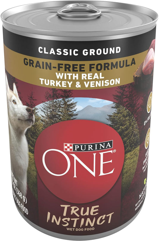 Wet Dog Food True Instinct Classic Ground Grain-Free Formula with Real Turkey and Venison High Protein Wet Dog Food - (Pack of 12) 13 Oz. Cans
