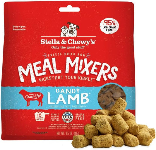 Freeze-Dried Raw Lamb Meal Mixers- Dog Food Topper and Mixer - Made with 95% Grass-Fed Lamb, Organs & Bone - Perfect for Picky Eaters - Grain-Free - 3.5 Oz