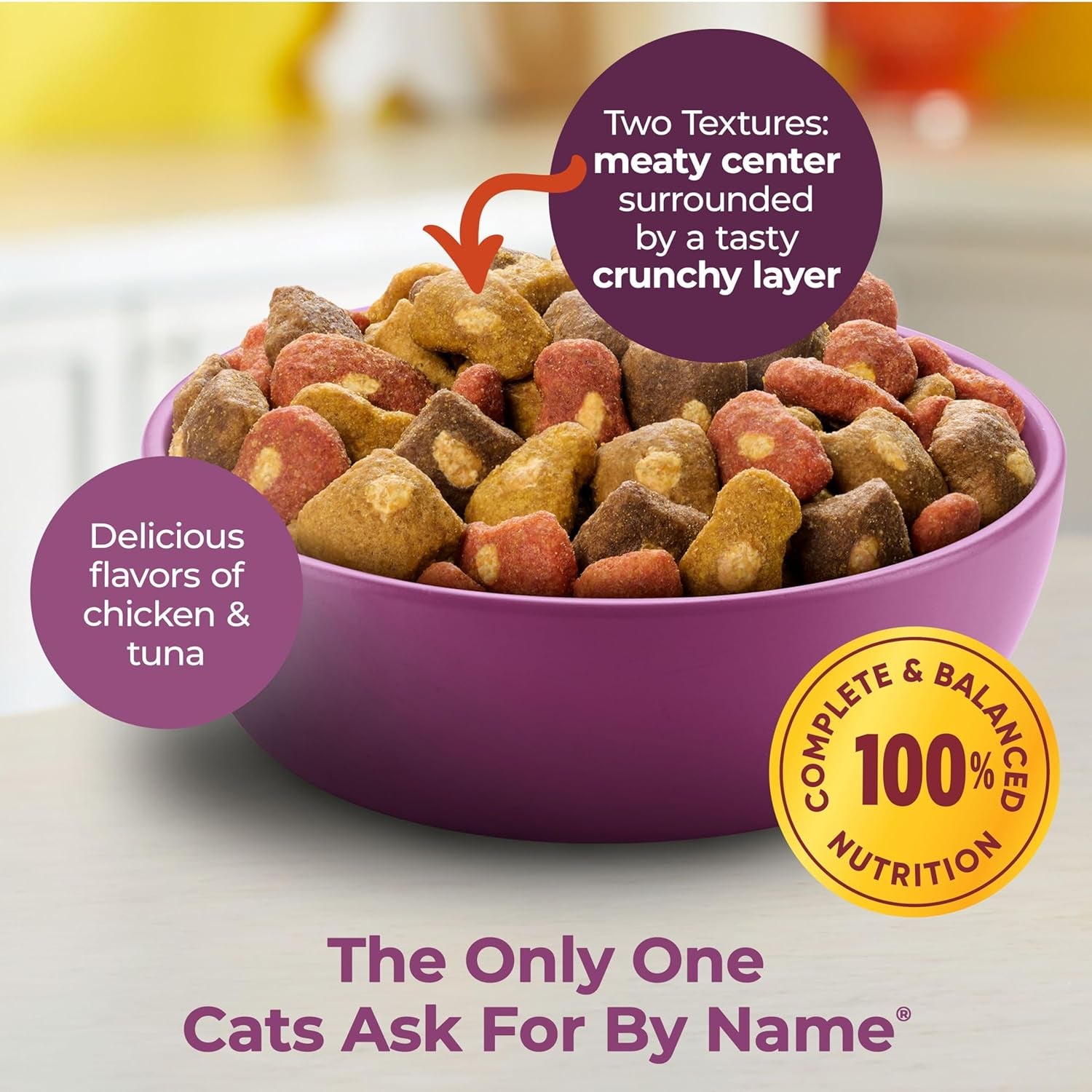 Tender Centers Basted Bites Dry Cat Food, Chicken & Tuna Flavor, 3 Pound (Pack of 4), Crunchy outside Meaty Inside