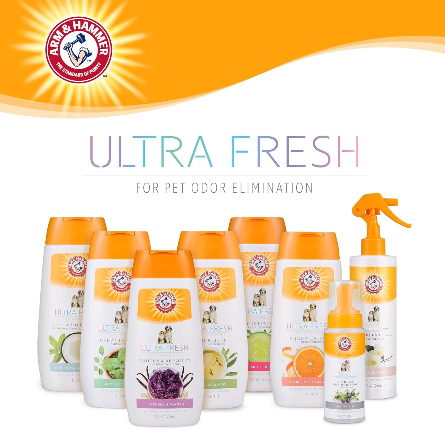 Ultra Fresh 2-In-1 Detangling Shampoo + Conditioner, Cucumber Pear Scent - Dog Bathing with Coconut Oil, Baking Soda for Odor Control, Pet Grooming Supplies, 16 Fl Oz