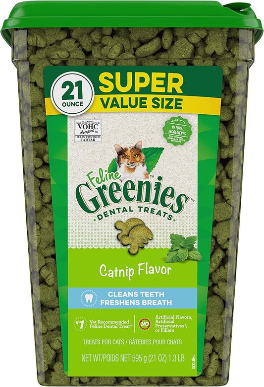 Feline Dental Cat Treats, Catnip Flavor, 21 Oz. Tub