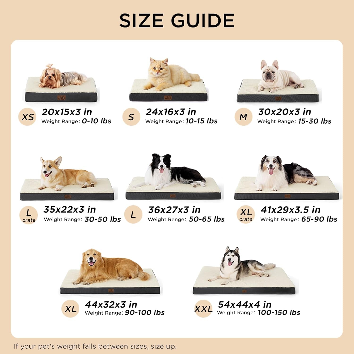 Dog Beds Large Sized Dog - Comfy Flat Pet Beds with Removable Washable Cover, Orthopedic Egg Crate Foam Puppy Mat, Suitable for Pet up to 65 Lbs